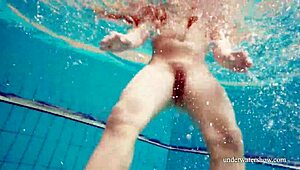 Cute Hairy Pussy Teenie Nina Splashing in Swimming Pool