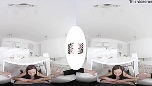 virtual home lesson with two dicks on shaved pussy