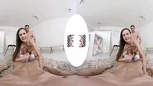 virtual home lesson with two dicks on shaved pussy