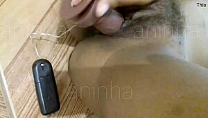 Ebony Babe Pounds Tight Pussy with Dildo