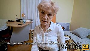 Hey, this lady over fifty in stockings trades favors for a hard ride!