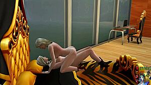 Blonde Twins Shemale and Girl Tease Together