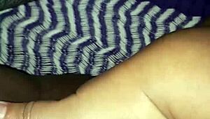 Brunette woman relaxing and touching herself gently