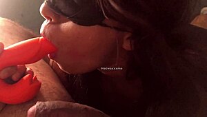 Blindfolded Slut Delivers a Deep, Naughty Blowjob