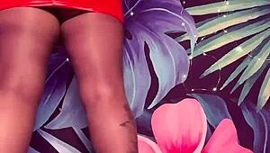 Tease in Pantyhose and Latex Dress