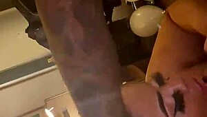 Ebony BBW Slut Gives Amazing Blowjob with Fat Ass and Toes!