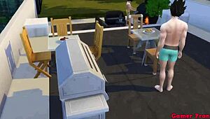 Bulma's addicted to sex, loves son and friend fucking her hard in the ass while husband watches.