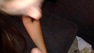 French amateur in red satin lingerie teases on camera.