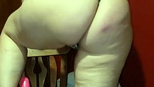Riding dildo with intense pussy pleasure