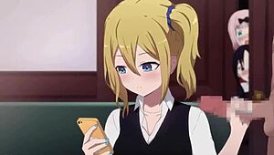 I got a handjob from Hayasaka Ai, and she made me cum all over in this anime hentai.