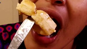 enjoying a tasty snack time