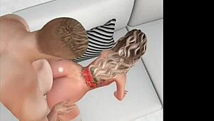 Babydoll gets fucked hard by the big rider's cock