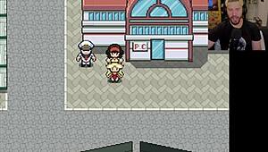 Intense threesome in Pokemon gym for badge with big tits and creampie