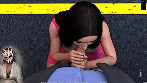 Race of life - ep 11 busty brunette blowing in public