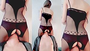 squirt of skinny chica lands on boyfriend's face