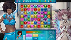 In the night club, a brunette dances seductively in huniepop 2 addams family fun game with black anime hentai sex