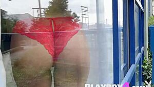 small tits model darah kay posed in hot lingerie after outdoor striptease