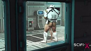 a young hottie screams while stormtrooper pounds her tight anal