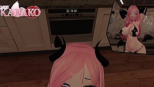 In a daring Halloween twist, the cat girl transforms into a succubus, posing and wiggling to make you finish in her mouth.