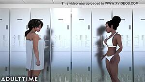 BUSTY HENTAI CHICK FUCKS LESBIAN RIVAL AFTER DEFEATING HER