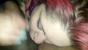 Goddess of oral pleasures says, Watch me take that big black cock deep!