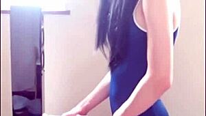 This shemale gets freaky with a plastic cock, exploring her solo desires in a casual way