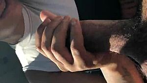 Young slut gives sloppy blowjob to AssPredateur in the car