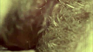Vintage Hairy Beauty in Retro Action
