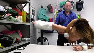 Busty Asian Nicole Doshi Caught and Used by Mall Cop