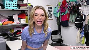 Cute teen Demi Hawks caught shoplifting at the store. Her tiny pussy faces rough punishment in the backroom garage.