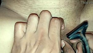 Desi Stepmom's Shaved Pussy Hair Removed by Stepson