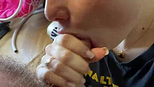 Intense Penis Massage Turns Into Wild Blowjob In Living Room