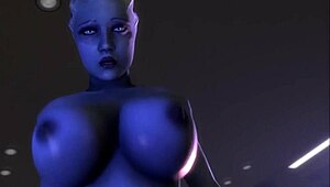Liara rides cowgirl in pov 3d anime.