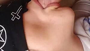 Blindfolded blowjob hits hard