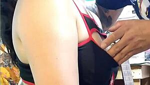 Young university girl gives an amazing blowjob while job hunting.