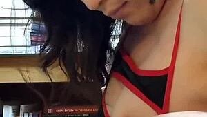 Young university girl gives an amazing blowjob while job hunting.