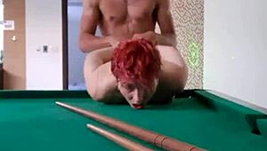 Fucking a Pink Haired Tattooed Slut at the Pool Table While She Screams