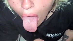 Blonde Can't Resist Sucking Black Cock for Deepthroat Cumshot