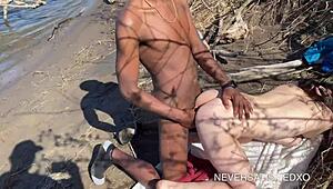 White Wife Screams with Big Black Cock at Beach!