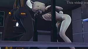 Yaoi Femboy Furry - Anubis Dogboy, Mew Catboy, and Bunnyboy in Hard Anal Threesome