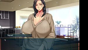 feeling the intense squeeze on the milf's tits in kanojo no okaa-san ep2