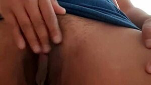 Sexy Morena masturbates her hairy vagina on bed for orgasm