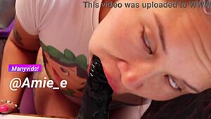 Slut performs extreme deepthroat while fearing watchers.