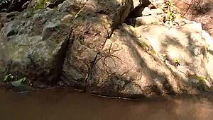 damn, banging hard by the jungle river feels wild with that monster cock!