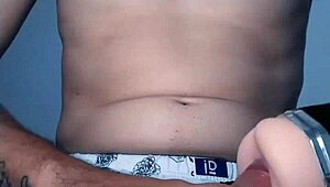 Amateur getting a vibrating handjob from monster cock