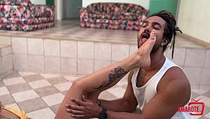 teasing the boy with my sexy feet until he moans