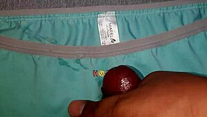 Wow, check out this huge cumshot all over my friend’s favorite blue panties! 😍