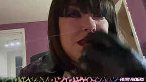 Curvy BBW domme Tina Snua orders you to wank in PVC latex gloves. Her fat, hotwife body teases in a wig for ultimate fetish fun.