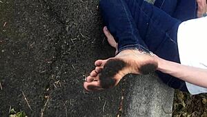 elizabeth's got these really dirty feet from walking around