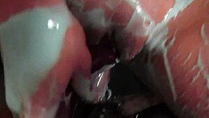 Damn! Oily wife gets so messy while being slammed hard in her tight ass!